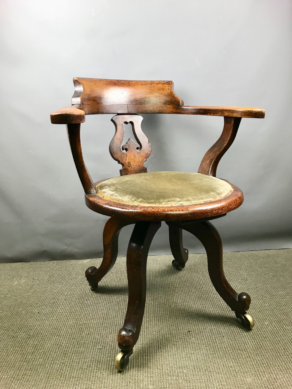 Victorian Oak Swivel Office / Desk Chair View II