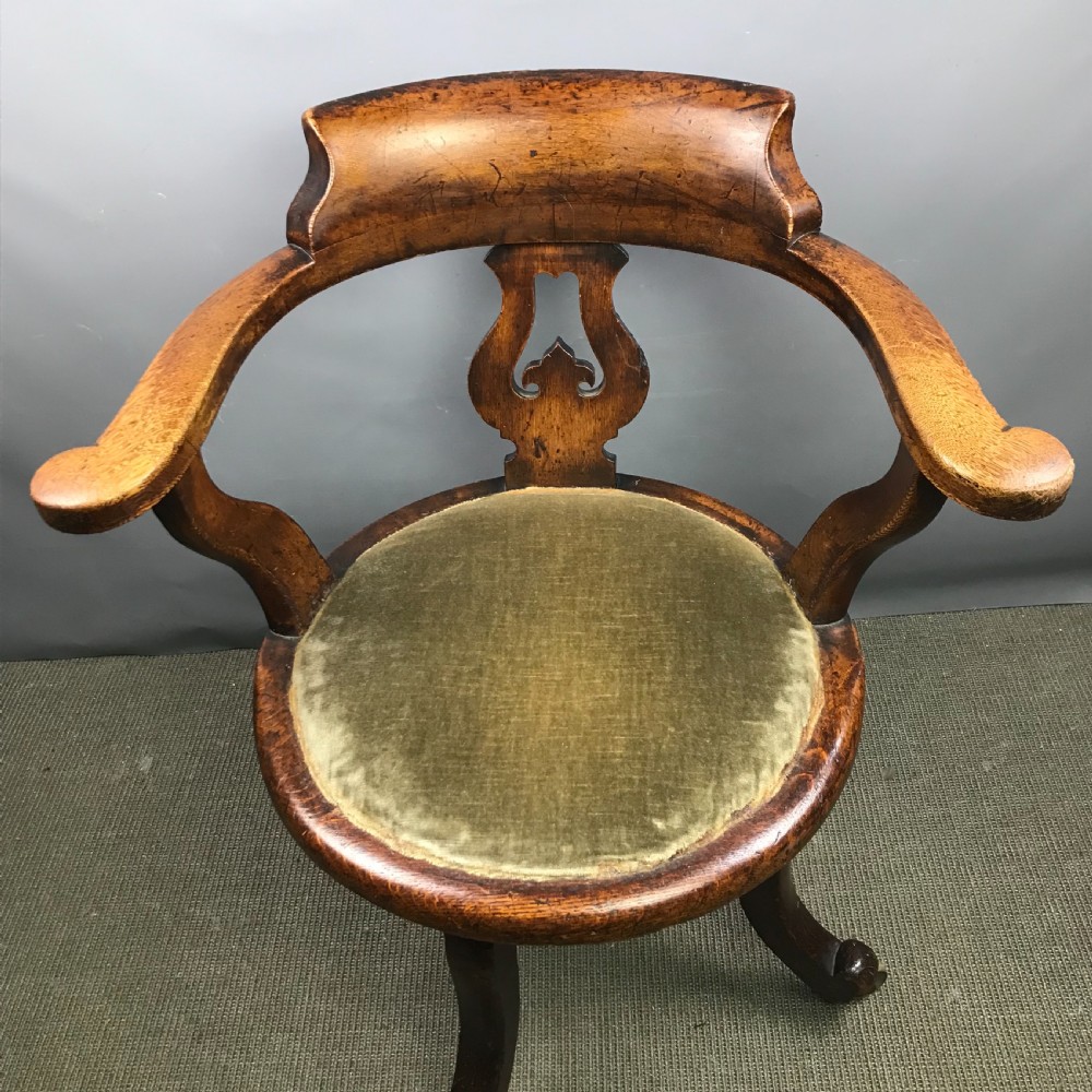 Victorian Oak Swivel Office / Desk Chair View V