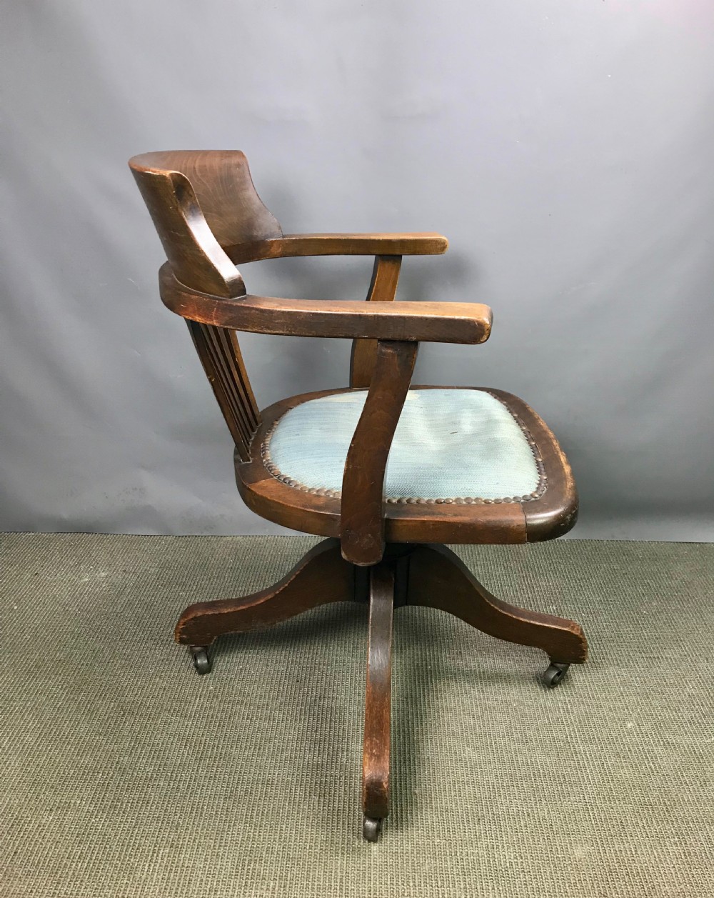 Edwardian Oak Swivel Office Chair circa 1920 View II