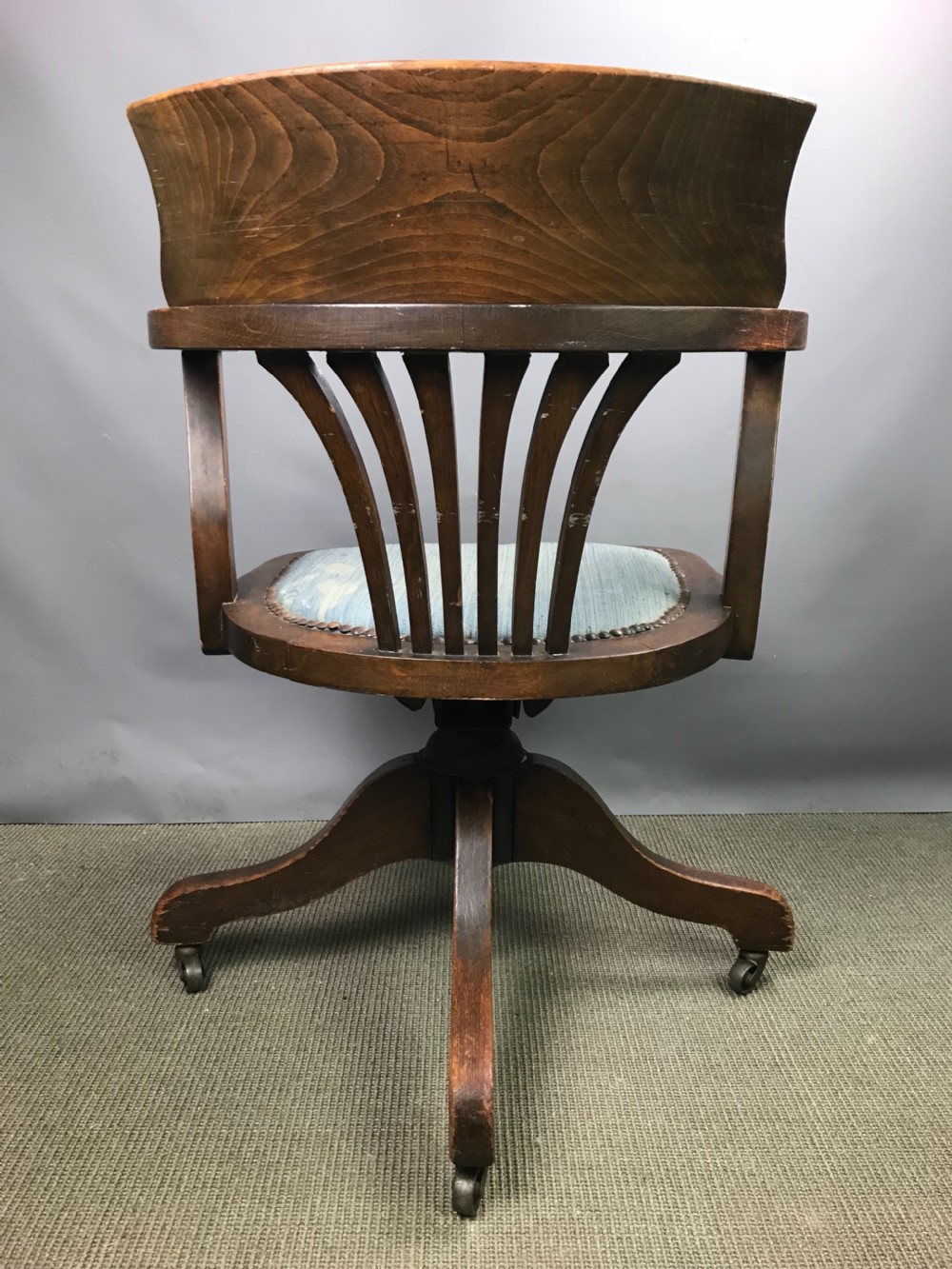 Edwardian Oak Swivel Office Chair circa 1920 View III