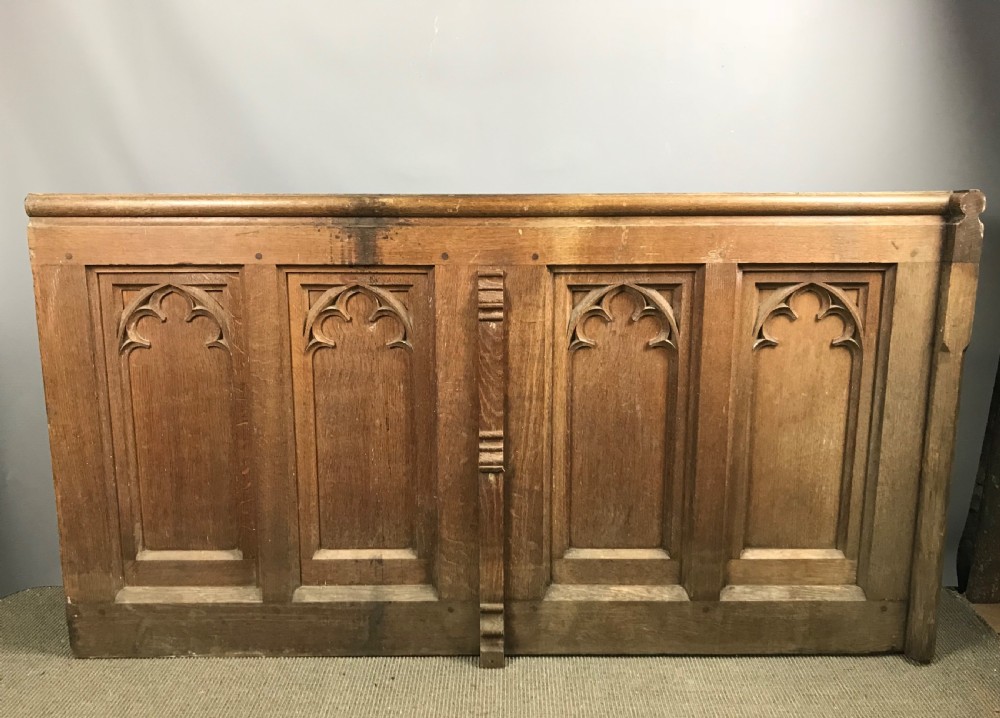 Victorian Gothic Oak Pew Front / Architectural Panel View II