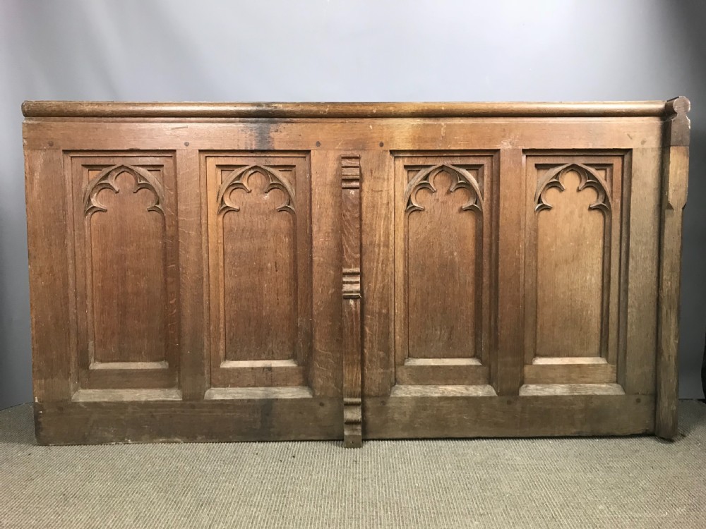 Victorian Gothic Oak Pew Front / Architectural Panel View IV