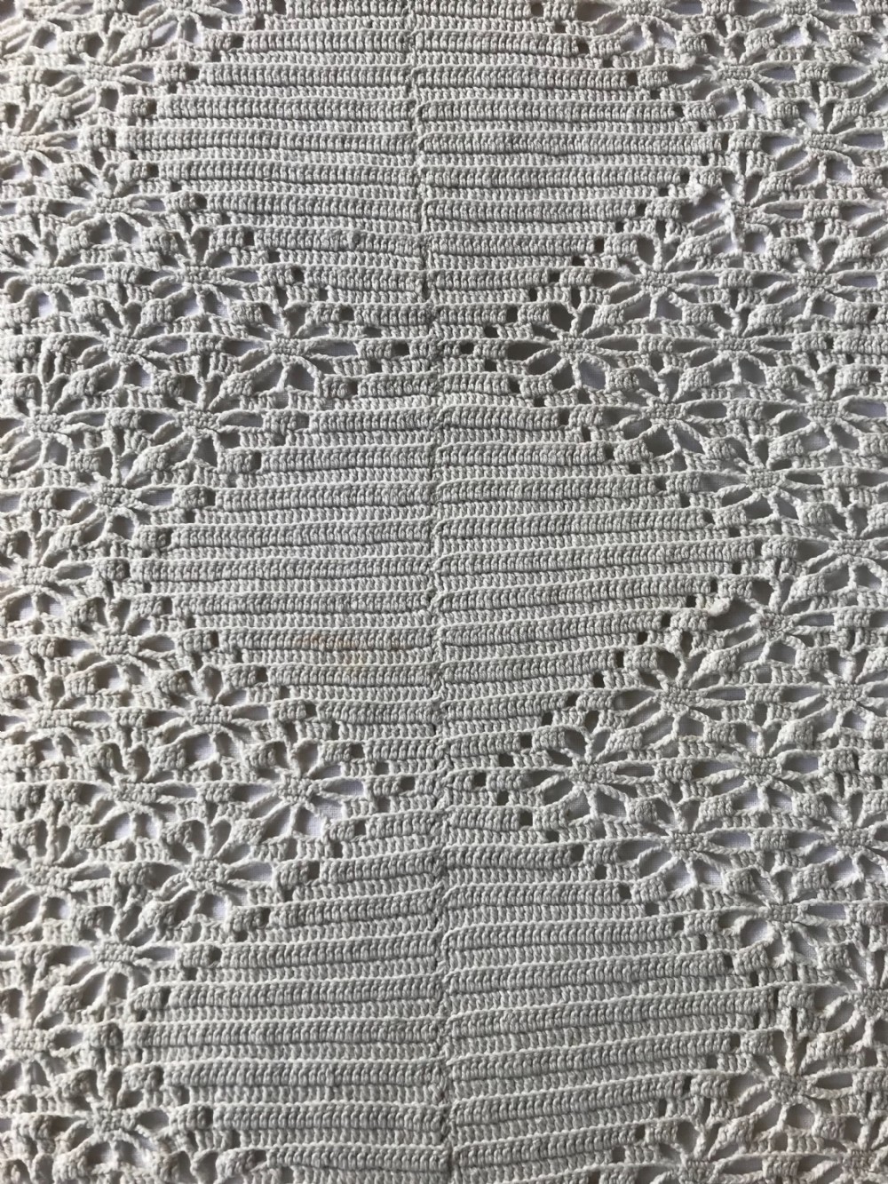 Vintage French Hand Crochet White-Work Bed Cover / Beadspread / Throw View III