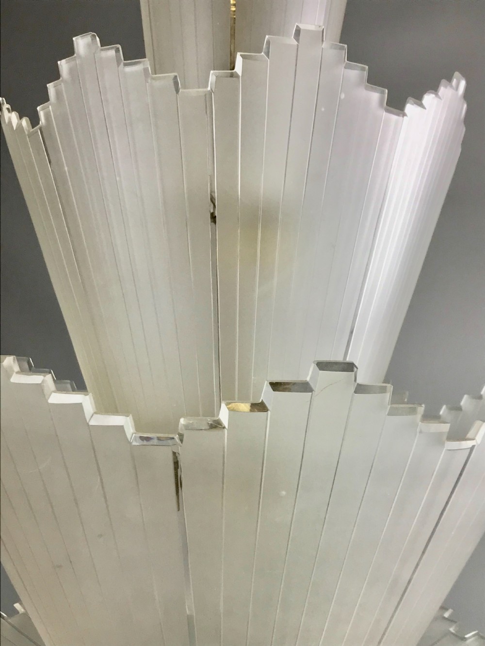 Art Deco Frosted & Cut Glass Cascade Hanging Light View III
