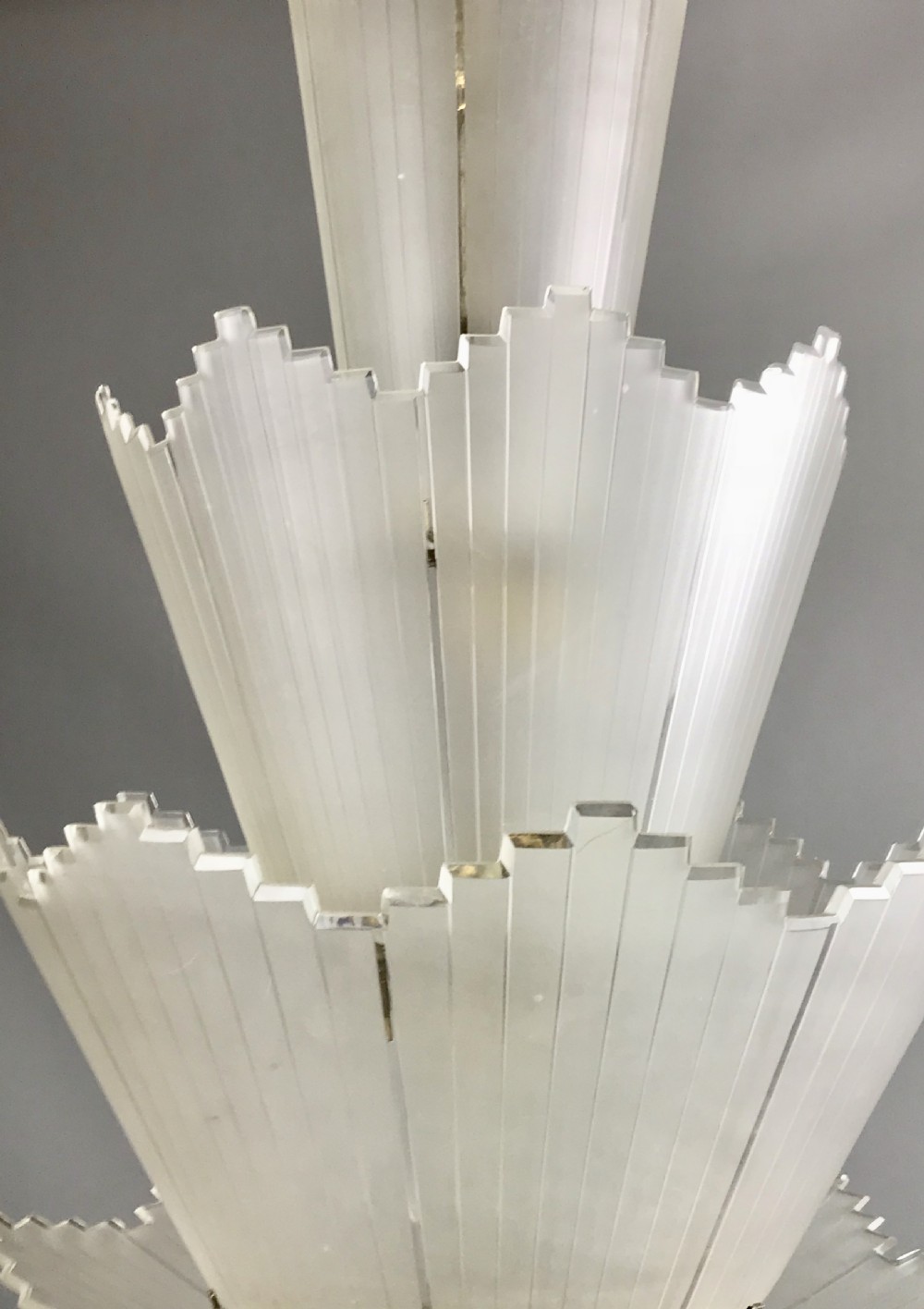 Art Deco Frosted & Cut Glass Cascade Hanging Light View IV