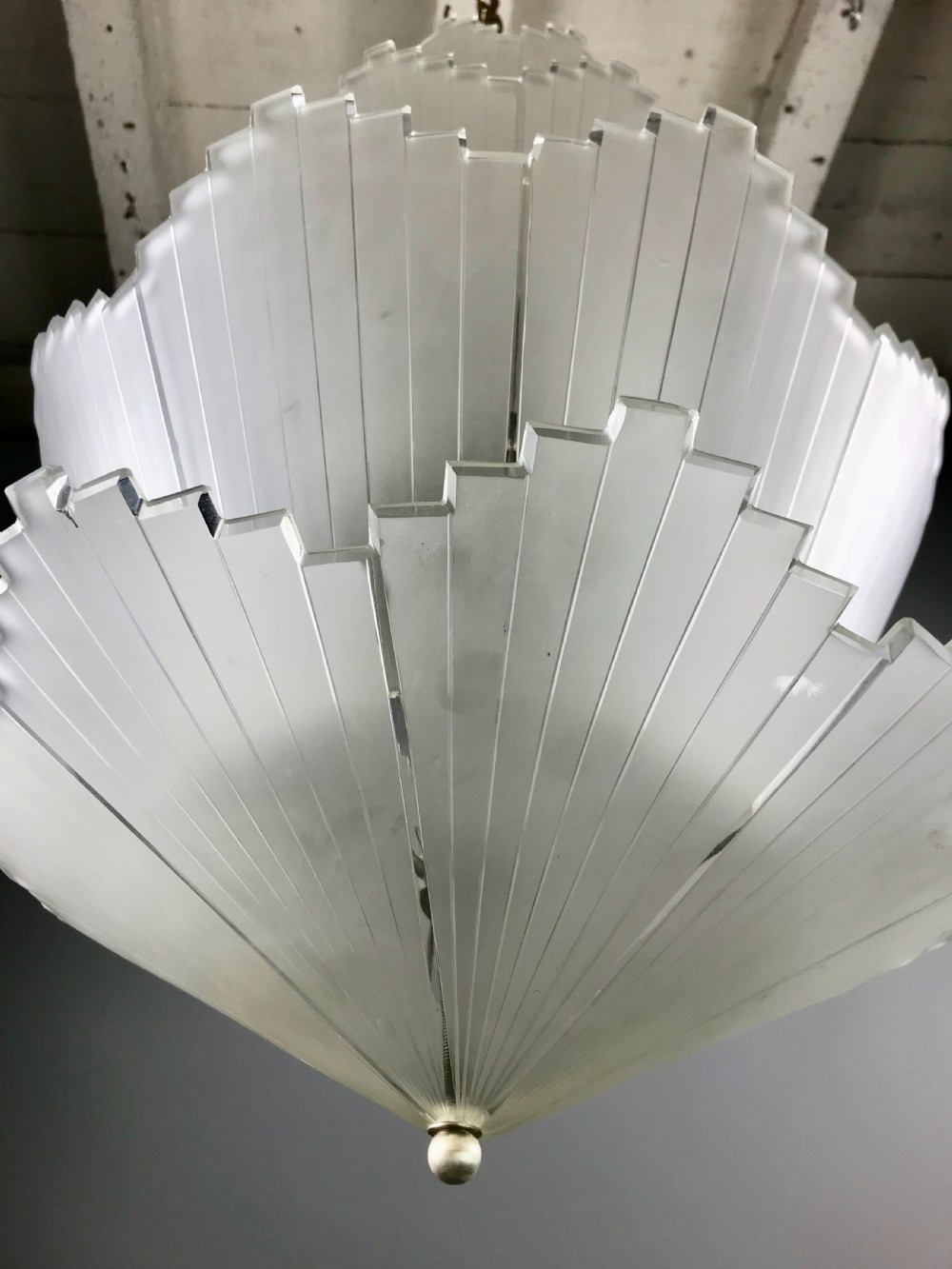Art Deco Frosted & Cut Glass Cascade Hanging Light View V
