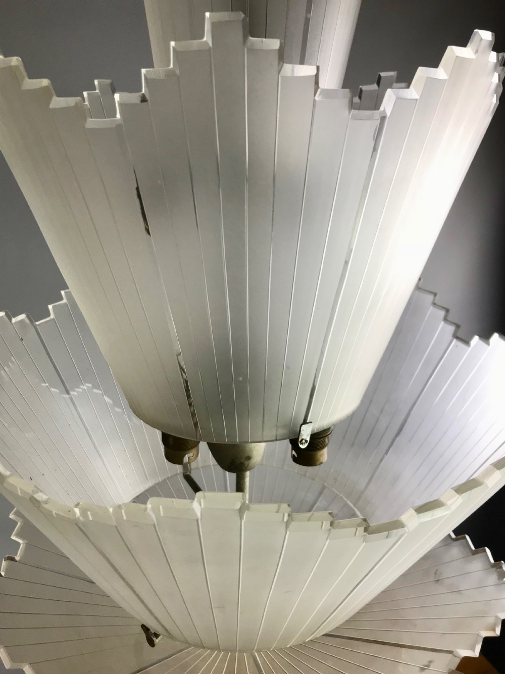 Art Deco Frosted & Cut Glass Cascade Hanging Light View VI