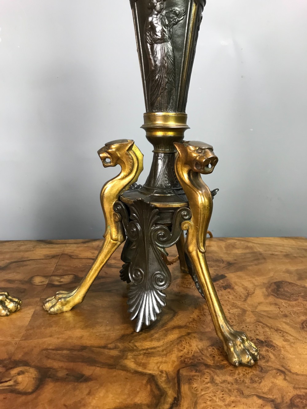 Pair of French Bronze & Gilt Neo-Classical Table Lamps View III
