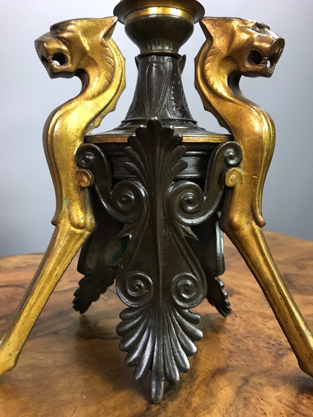 Pair of French Bronze & Gilt Neo-Classical Table Lamps View IV