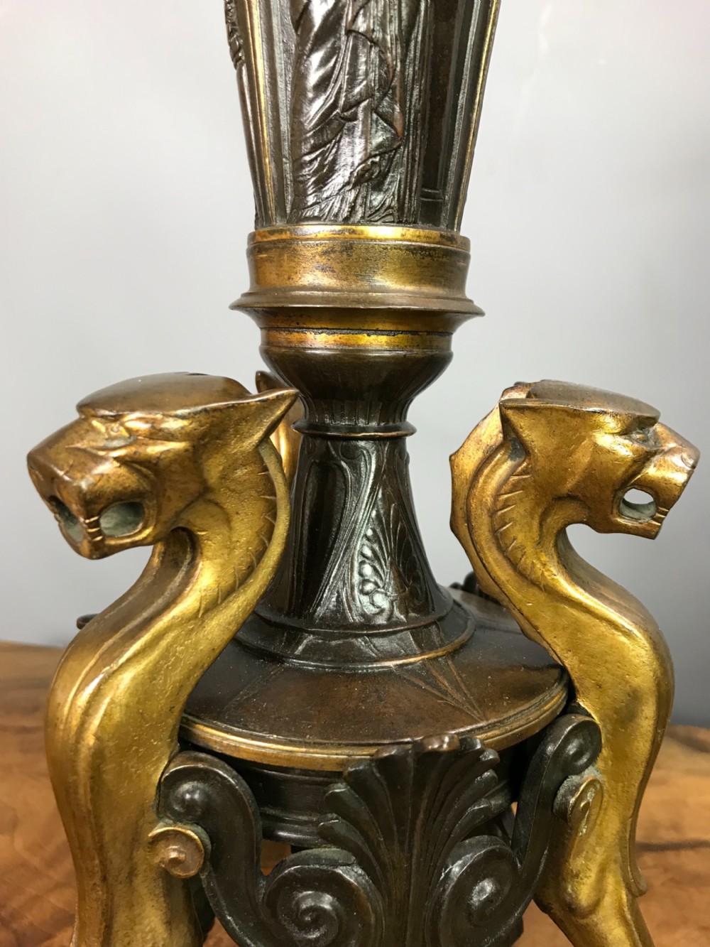 Pair of French Bronze & Gilt Neo-Classical Table Lamps View V