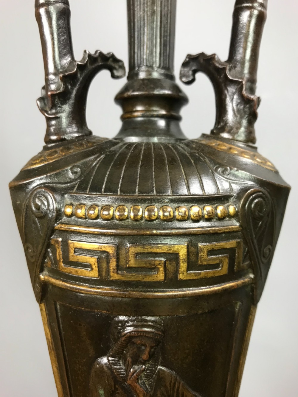 Pair of French Bronze & Gilt Neo-Classical Table Lamps View VI