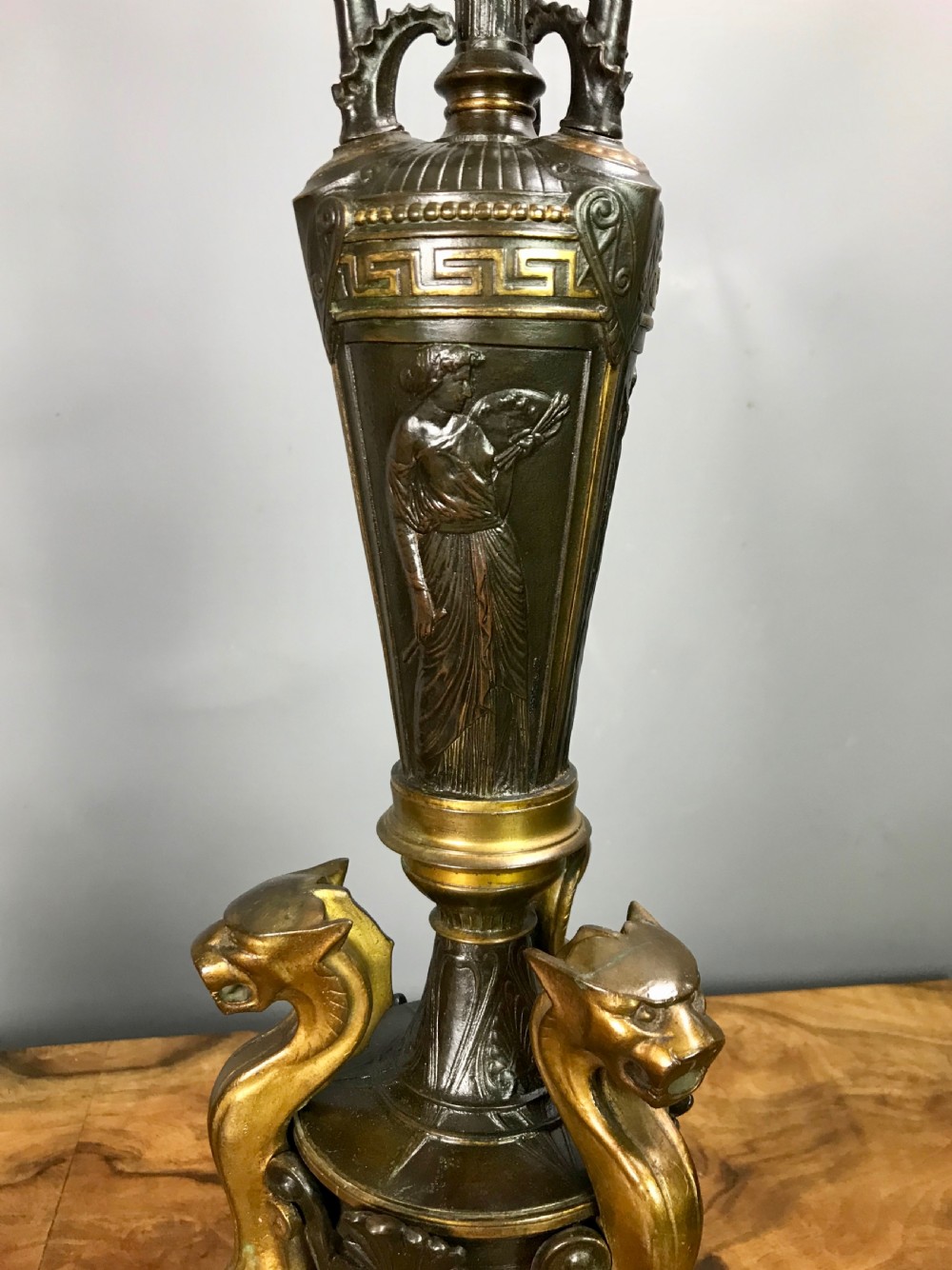 Pair of French Bronze & Gilt Neo-Classical Table Lamps View VII
