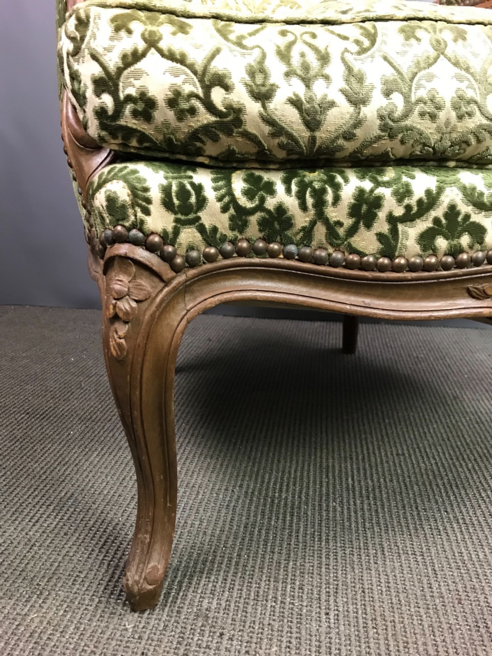Pair of French Walnut Louis XV Style Bergere Armchairs View III
