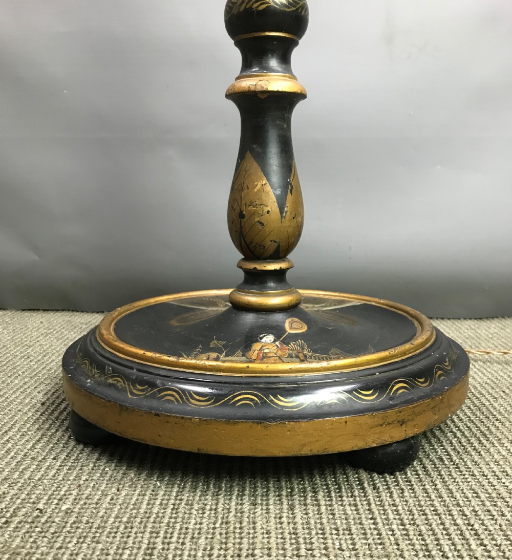 Chinoiserie Decorated Black Japanned Standard Lamp View IV