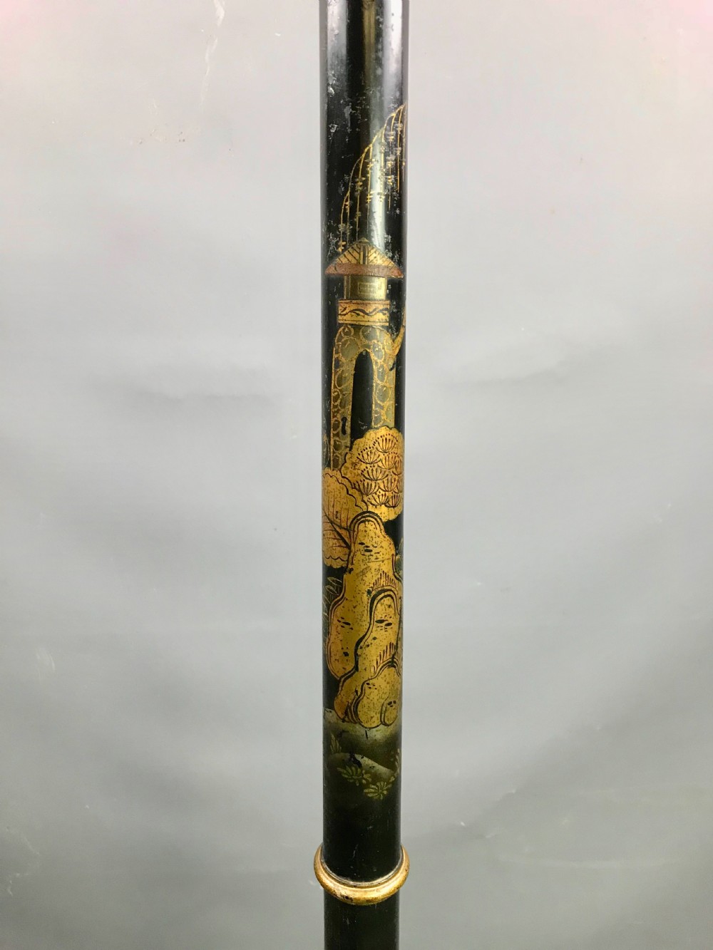 Chinoiserie Decorated Black Japanned Standard Lamp View V