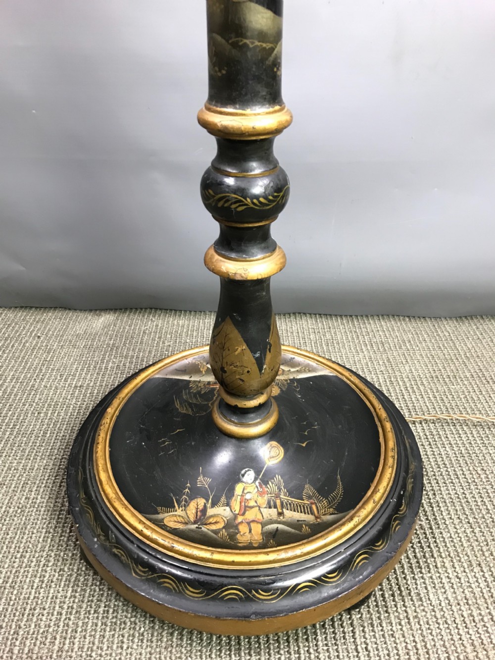 Chinoiserie Decorated Black Japanned Standard Lamp View VII