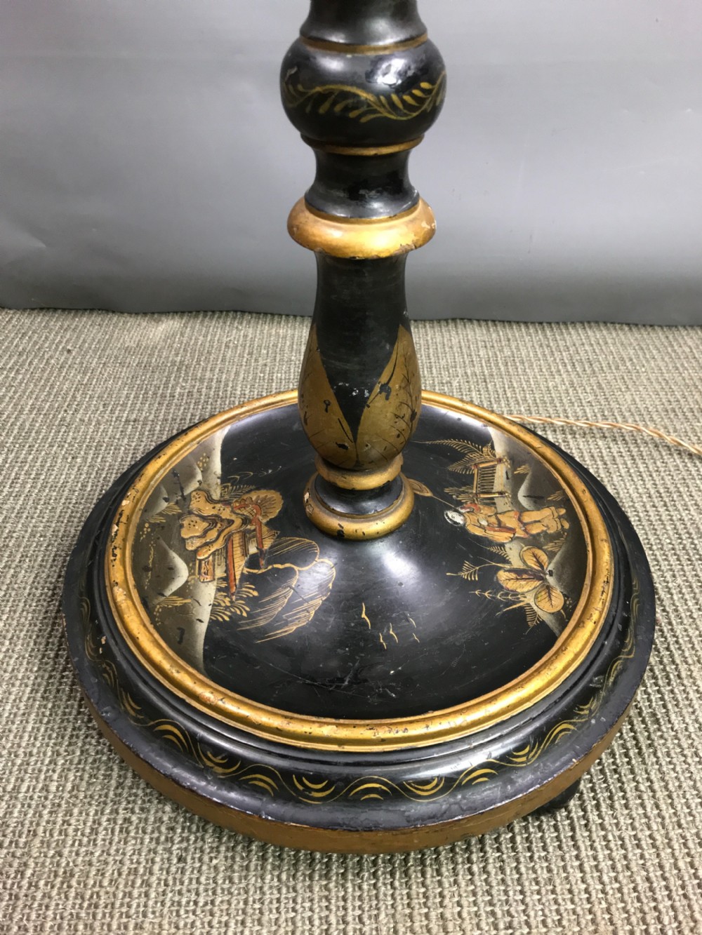 Chinoiserie Decorated Black Japanned Standard Lamp View VIII