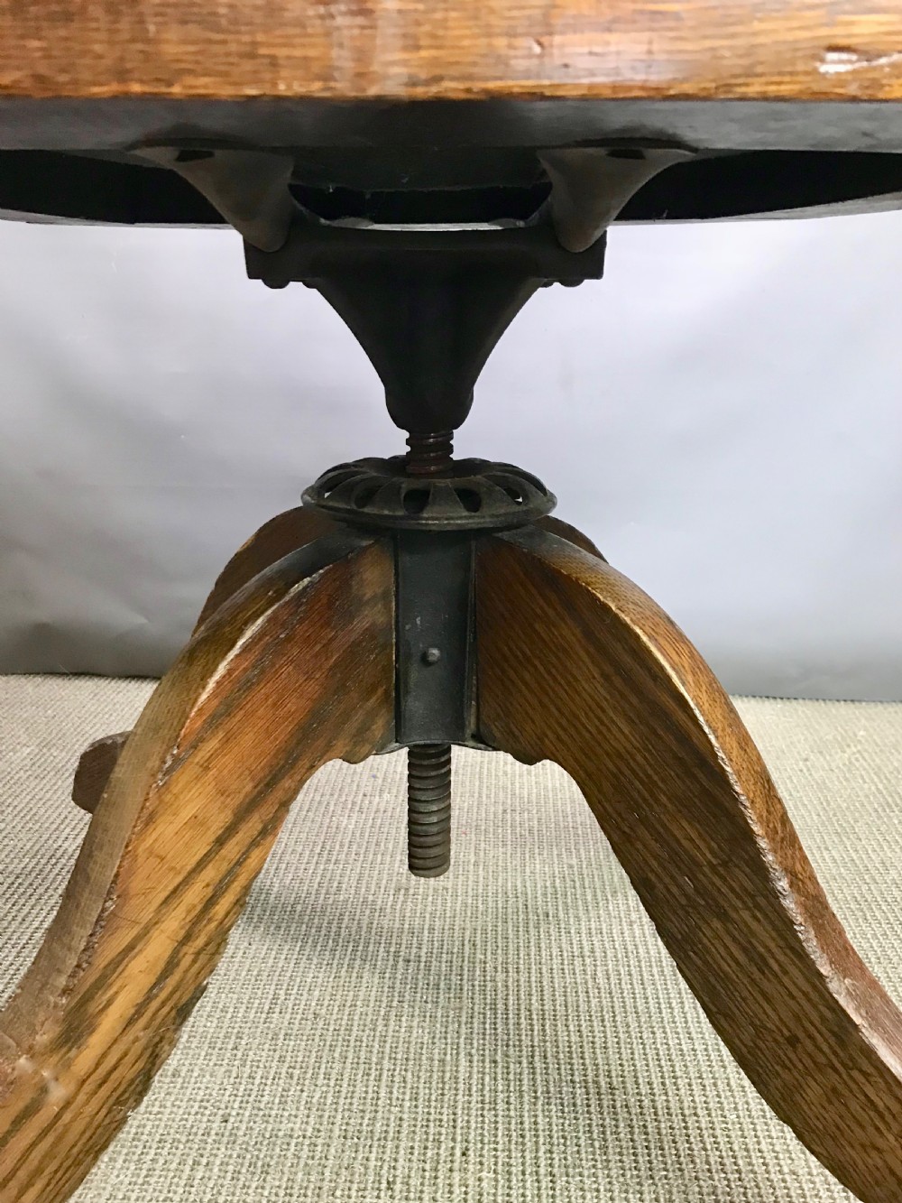 Edwardian Oak Swivel Office / Desk Chair. View VI