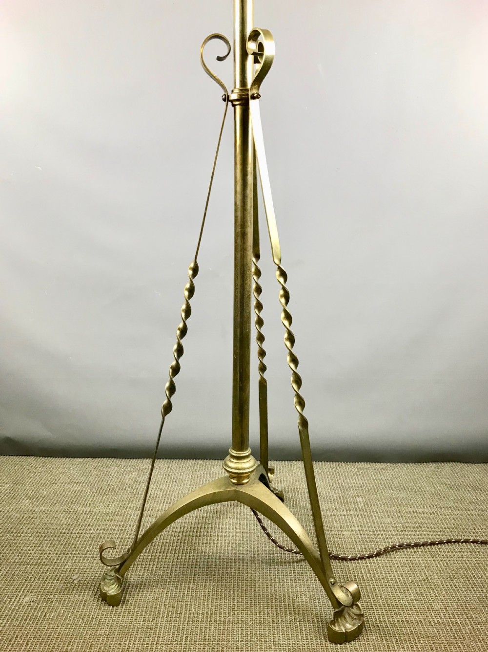 Antique Telescopic Brass Standard Lamp in Art Nouveau Style View III