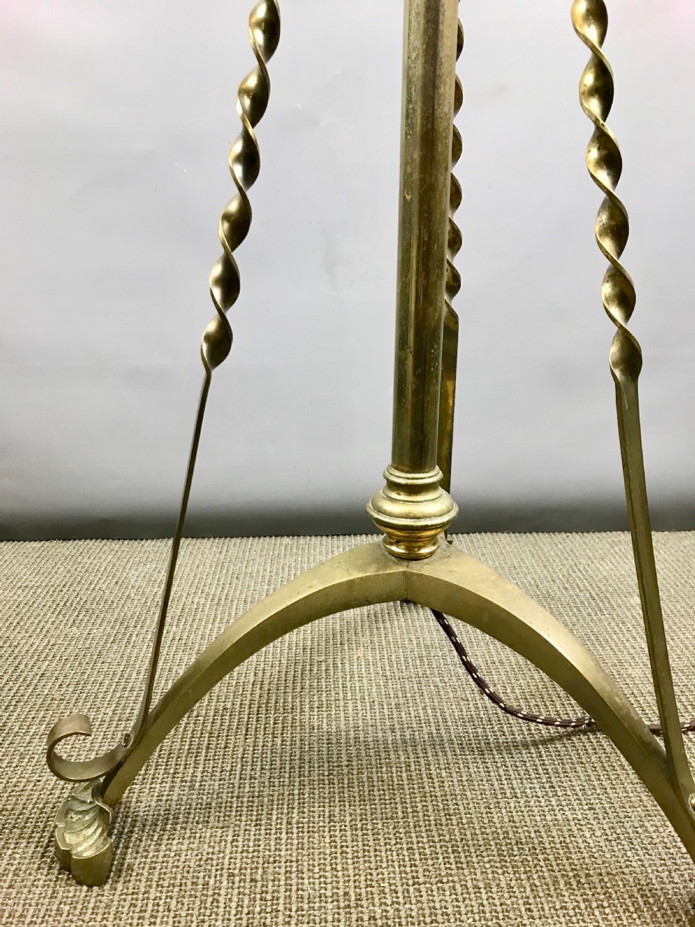 Antique Telescopic Brass Standard Lamp in Art Nouveau Style View IV