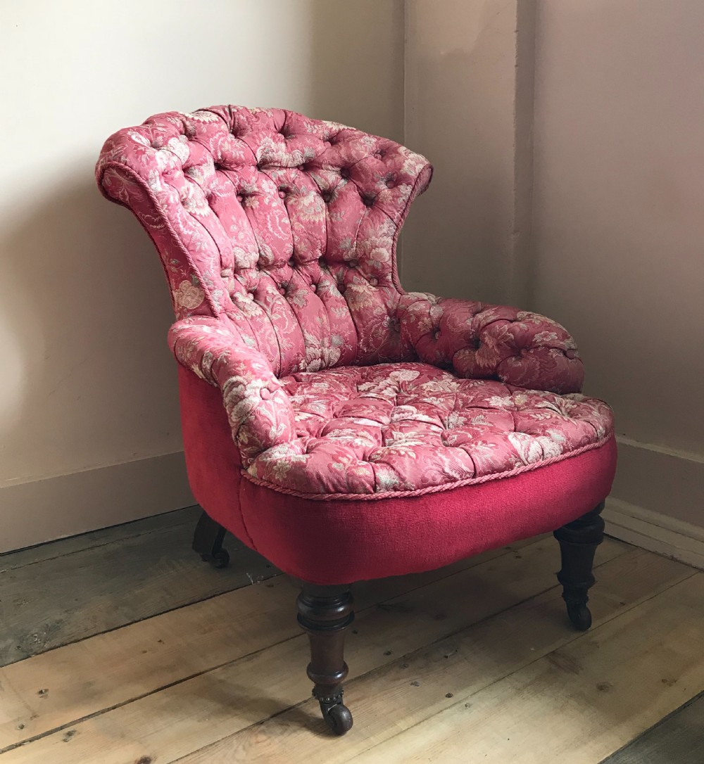 Victorian Button Upholstered Armchair View II