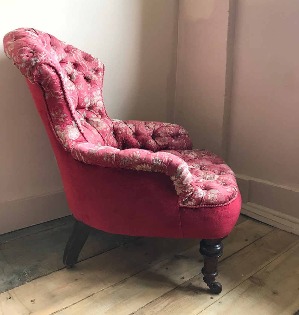 Victorian Button Upholstered Armchair View III