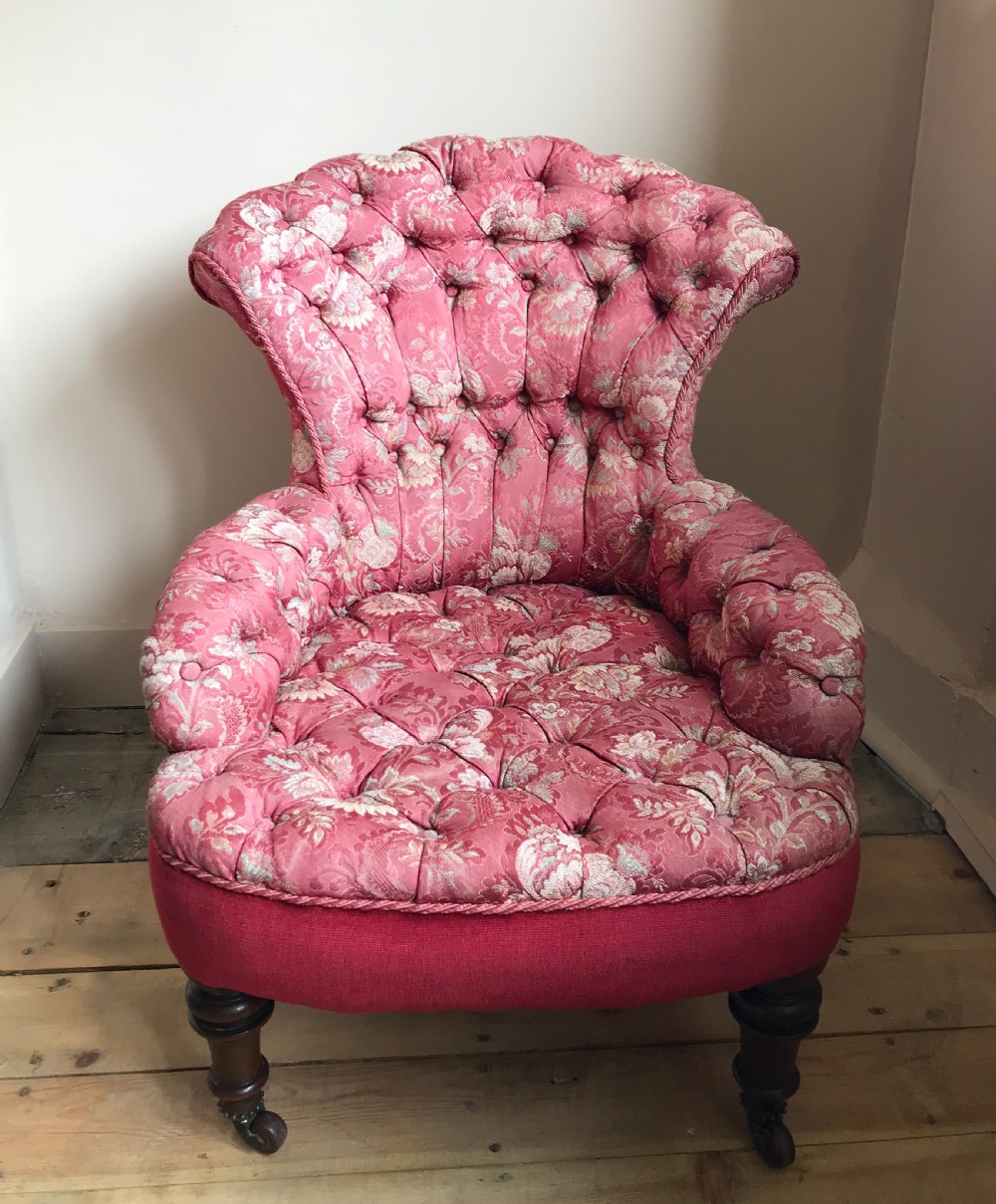Victorian Button Upholstered Armchair View V