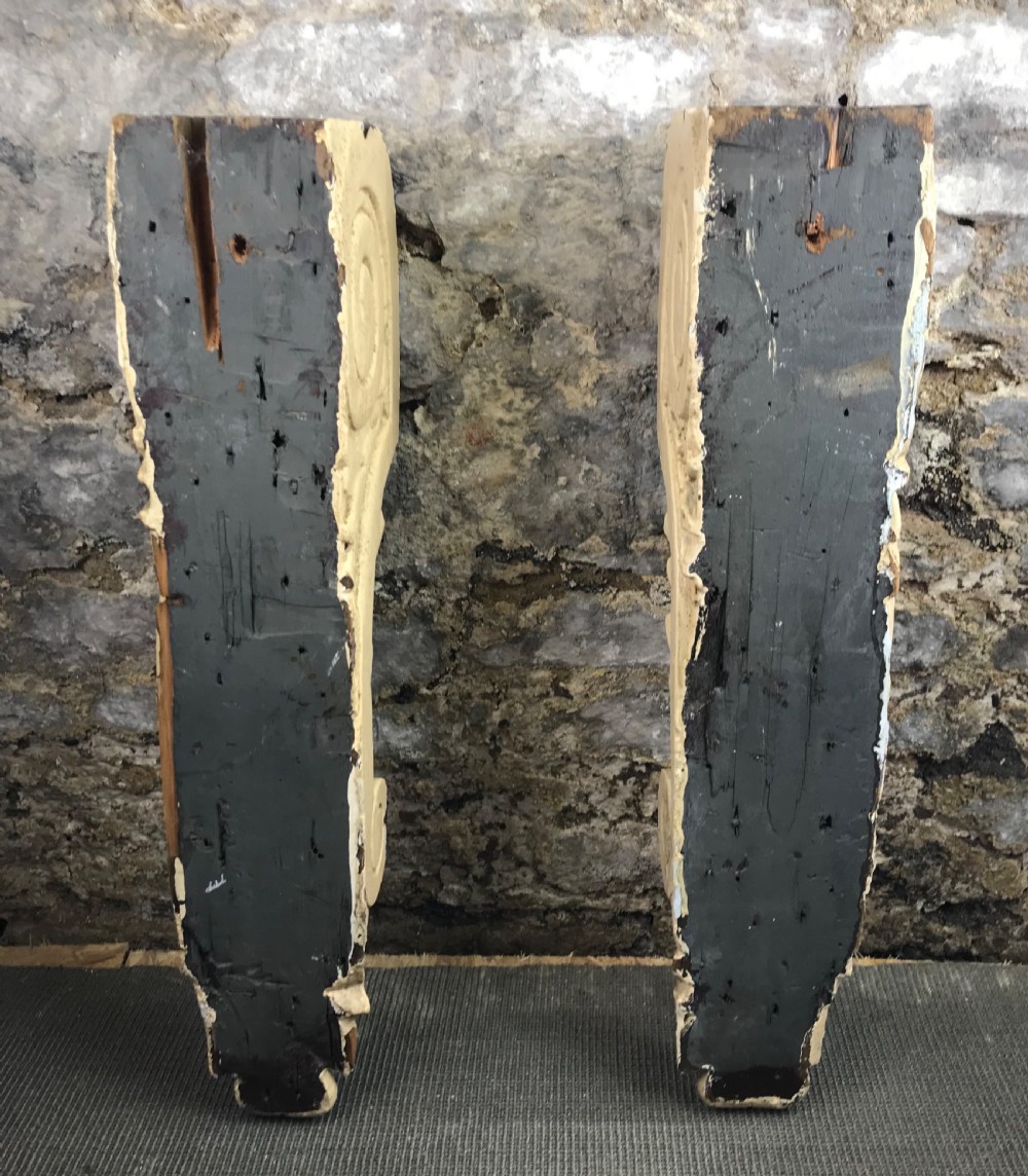 Pair of Antique Hand Carved Pine Corbels View IV