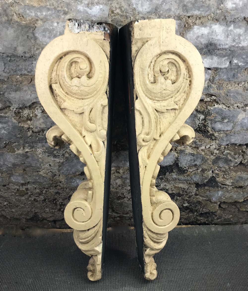 Large Pair of Antique 19th Century hand Carved Corbels View IV