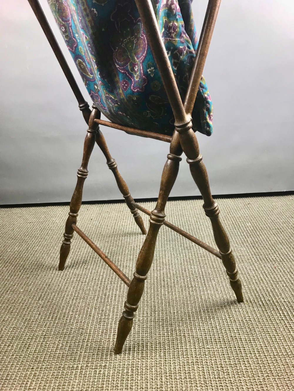 Edwardian Turned Mahogany Folding Knitting Basket View II