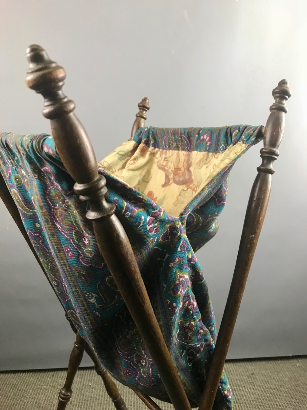 Edwardian Turned Mahogany Folding Knitting Basket View III