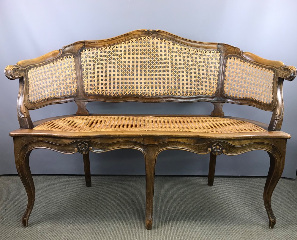 French Louis XV Style Bergere Caned Canape Sofa View II