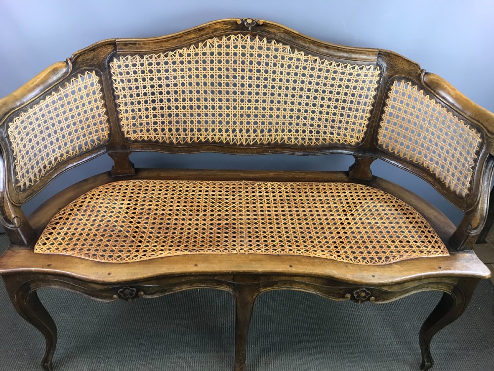 French Louis XV Style Bergere Caned Canape Sofa View III