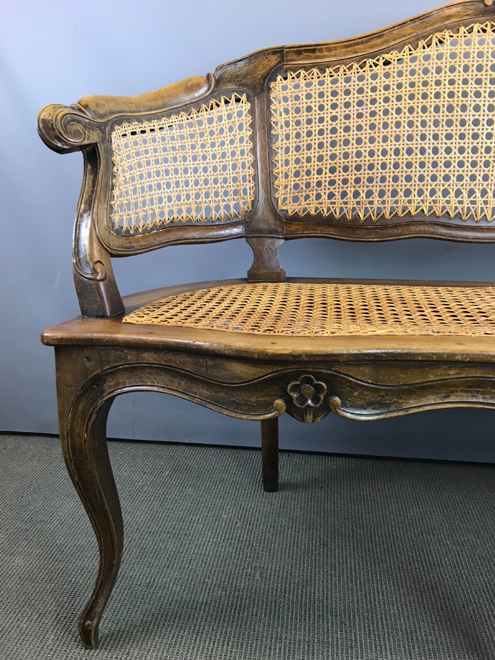 French Louis XV Style Bergere Caned Canape Sofa View IV