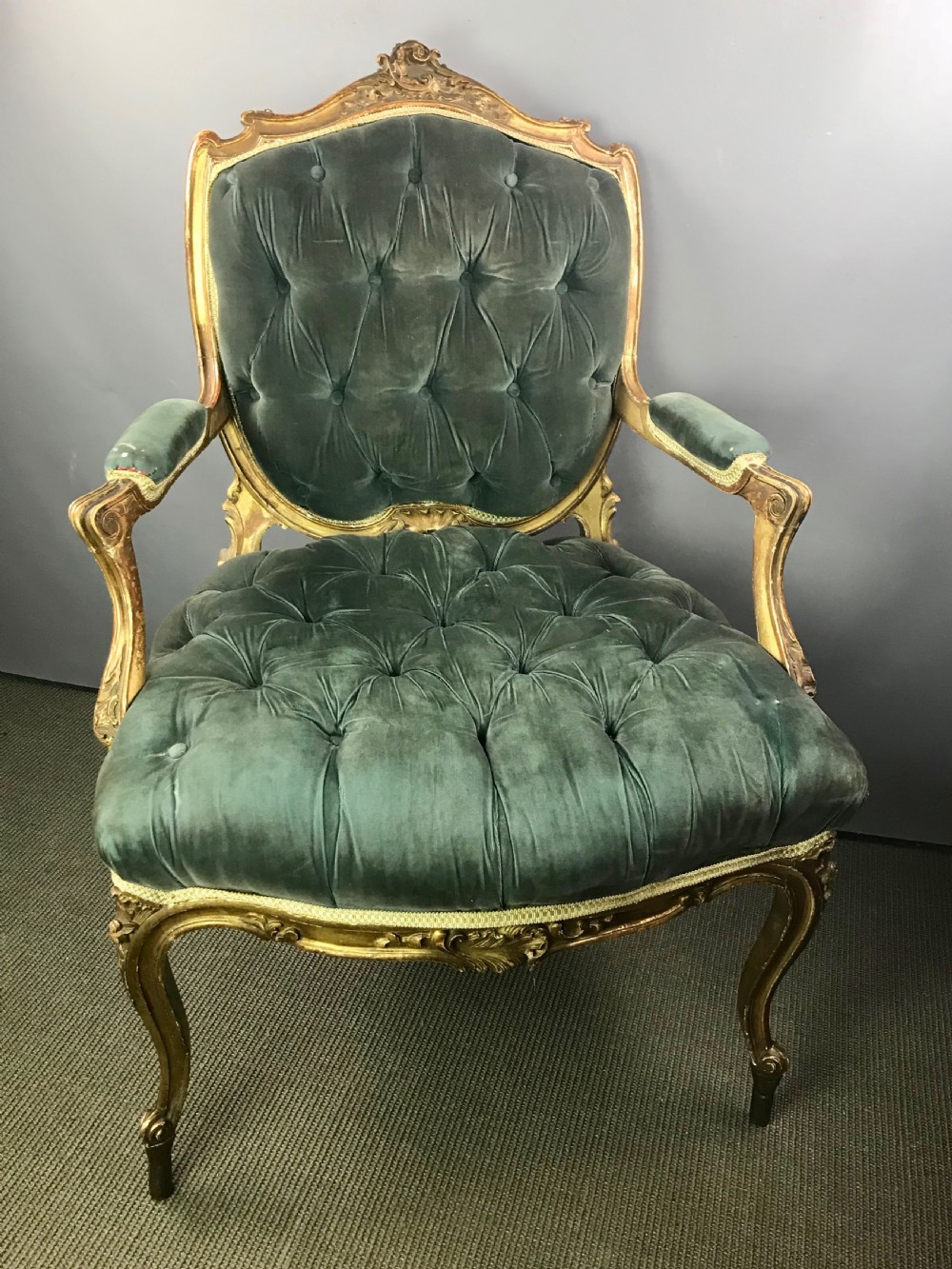 Antique French Giltwood Fauteuil / Armchair in Louis XVI Style View II
