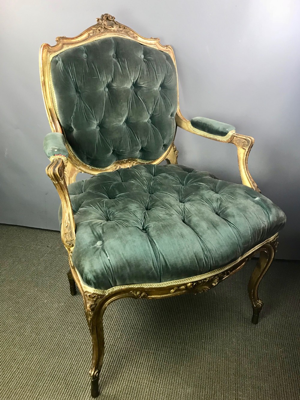 Antique French Giltwood Fauteuil / Armchair in Louis XVI Style View III