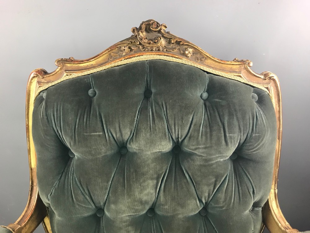 Antique French Giltwood Fauteuil / Armchair in Louis XVI Style View IV