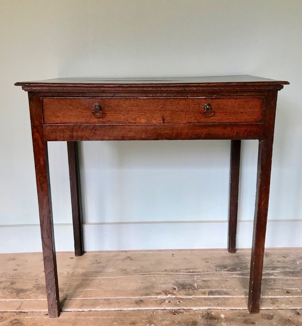 Small  Georgian Oak Single Drawer Side Table / Lowboy View II