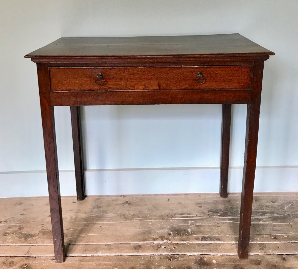 Small  Georgian Oak Single Drawer Side Table / Lowboy View III