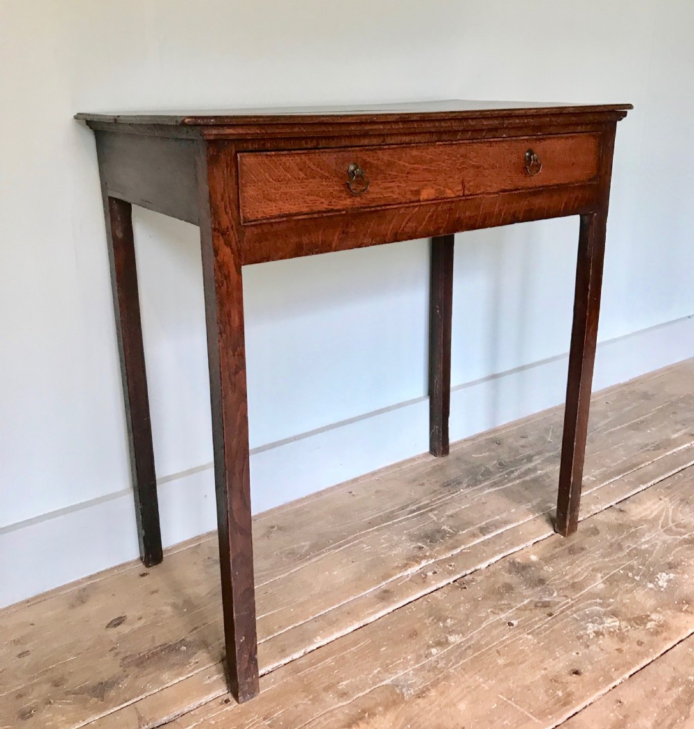Small  Georgian Oak Single Drawer Side Table / Lowboy View IV
