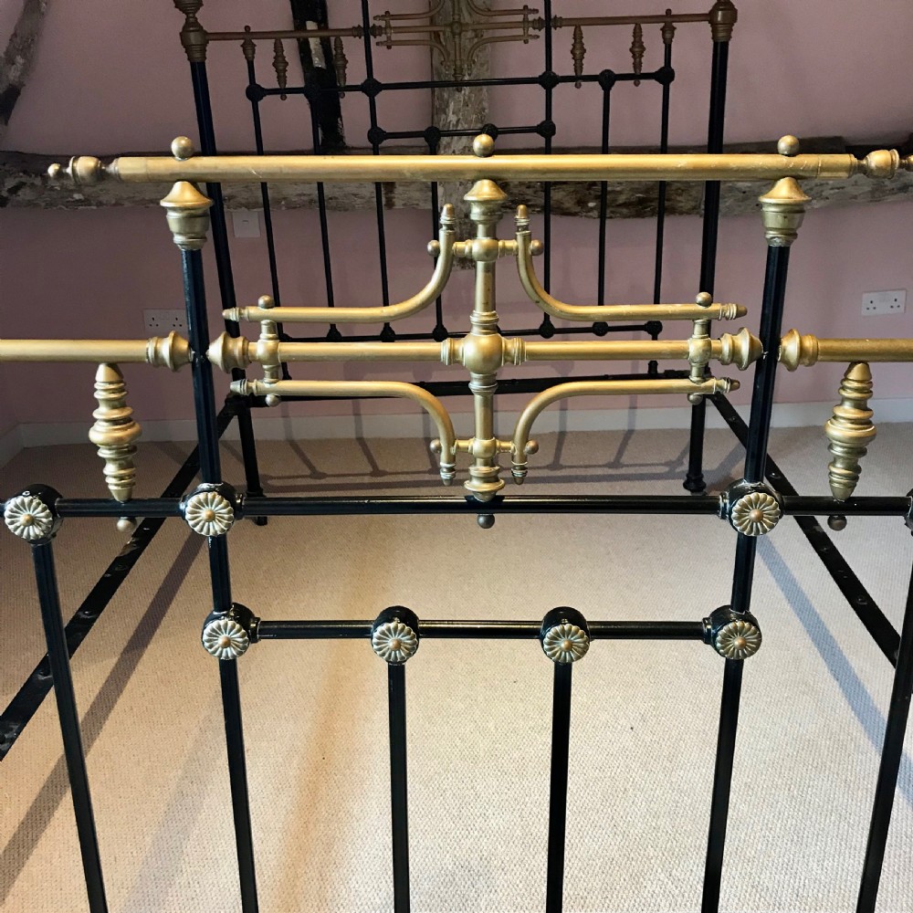 Good Quality Victorian Brass & Cast Iron Double Bed View III