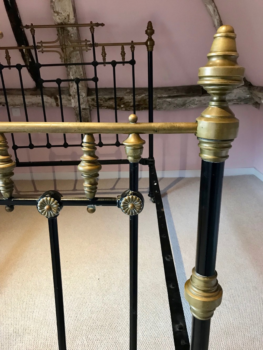 Good Quality Victorian Brass & Cast Iron Double Bed View V