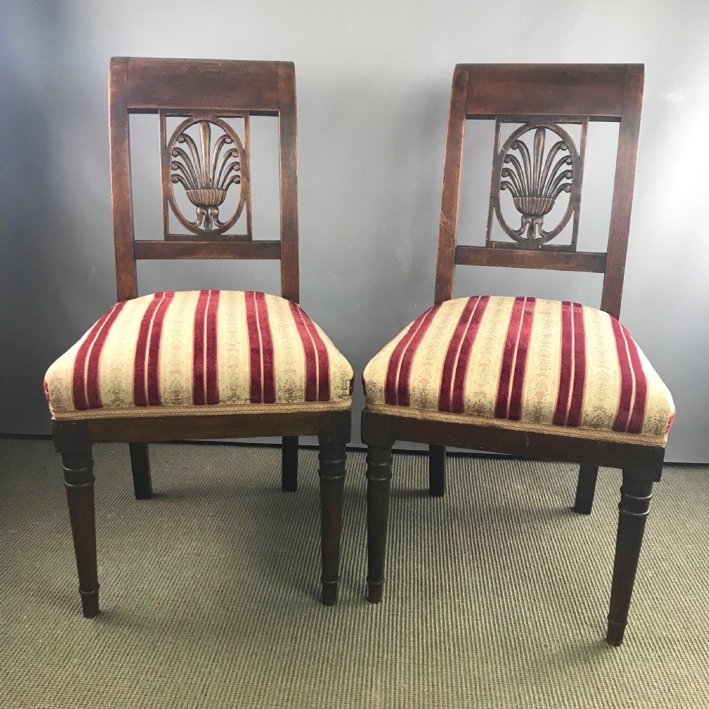 Pair of Italian Biedermeir Walnut Side Chairs View II