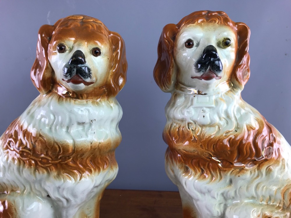 Pair of Scottish Boness Pottery Dogs of Staffordshire Type View IV