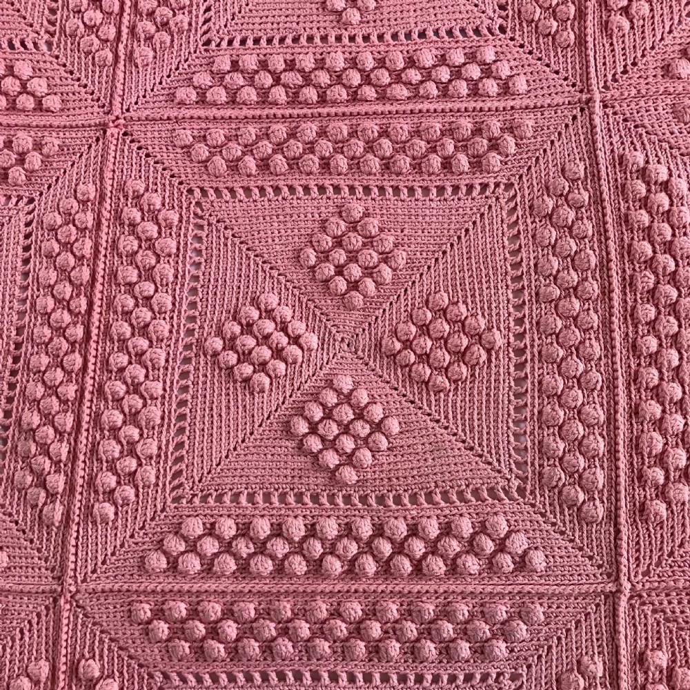 Hand Crochet Pink Cotton Bedcover / Bedspread / Quilt View IV