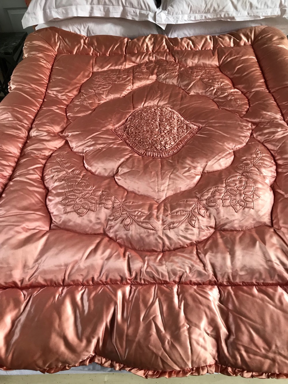 Art Deco Pink Satin Feather Filled Eiderdown View II