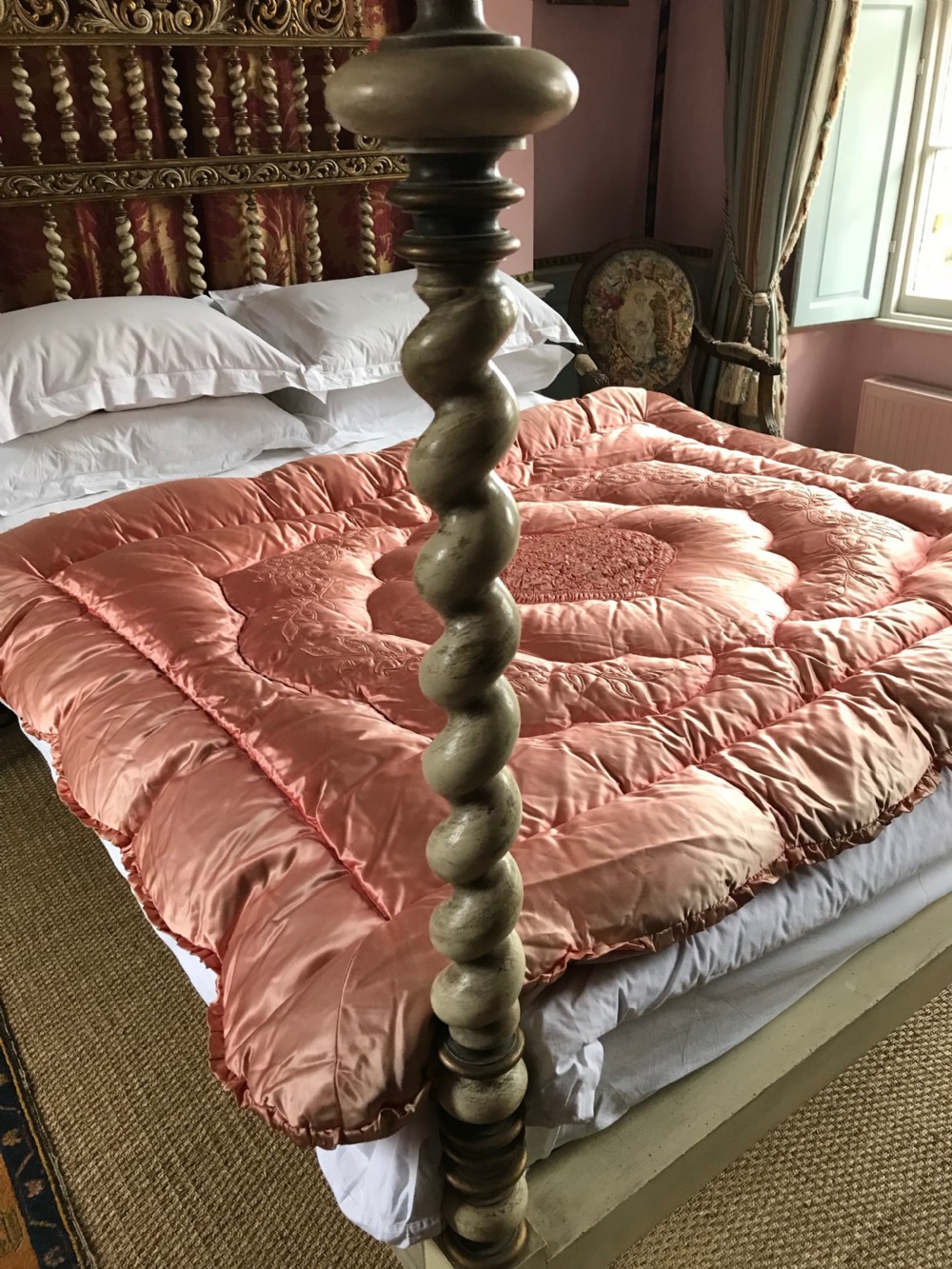 Art Deco Pink Satin Feather Filled Eiderdown View VI