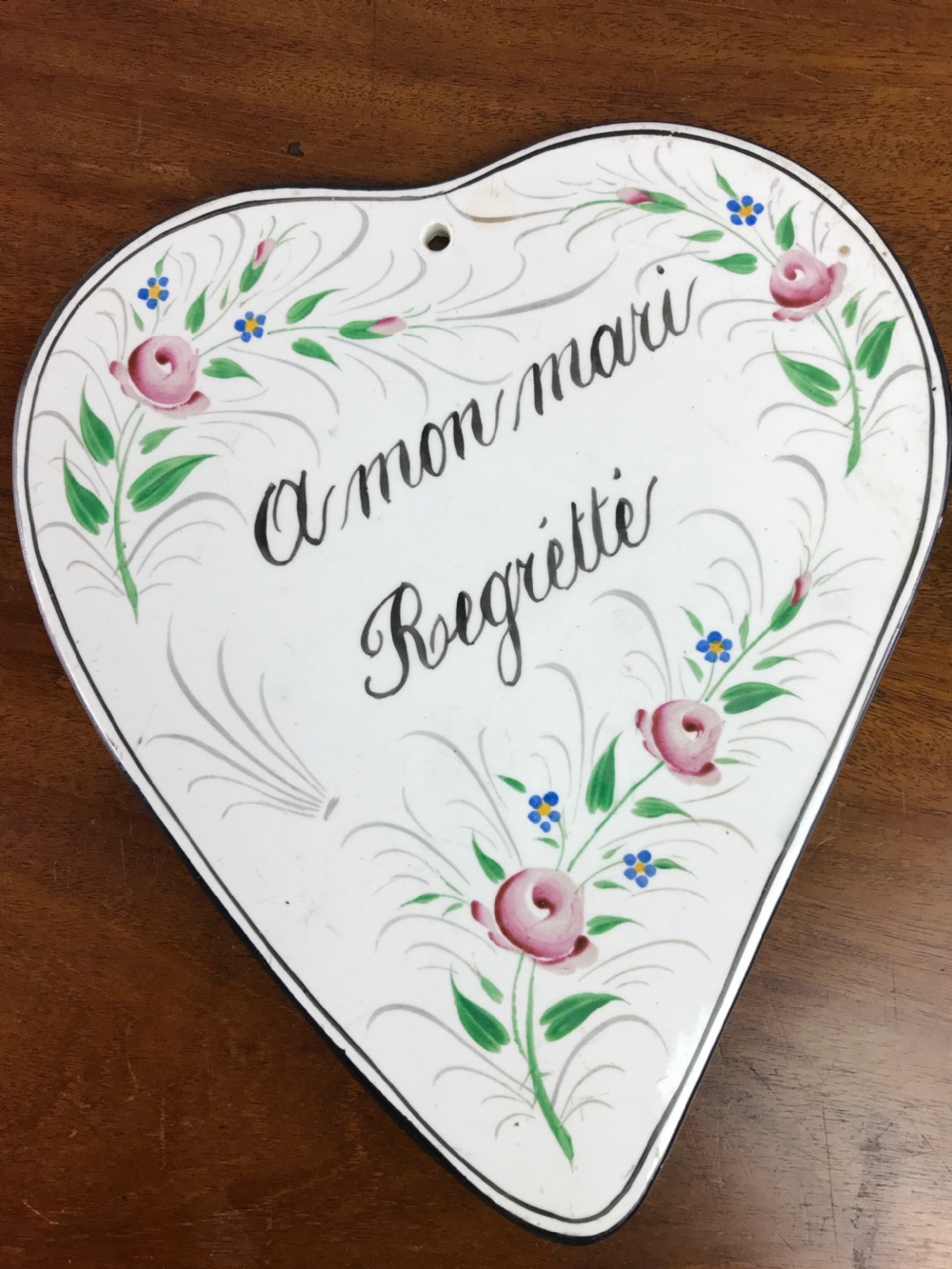A Pair of French Pottery 'In Memoriam' Creamware Pottery Plaques View II