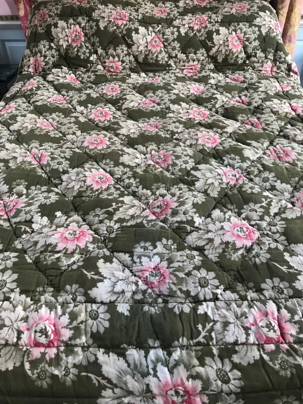 French Floral Hand Stitched Boutis Floral Quilt View III