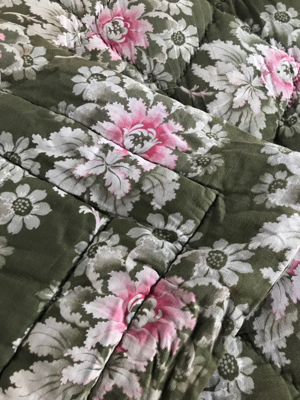 French Floral Hand Stitched Boutis Floral Quilt View V